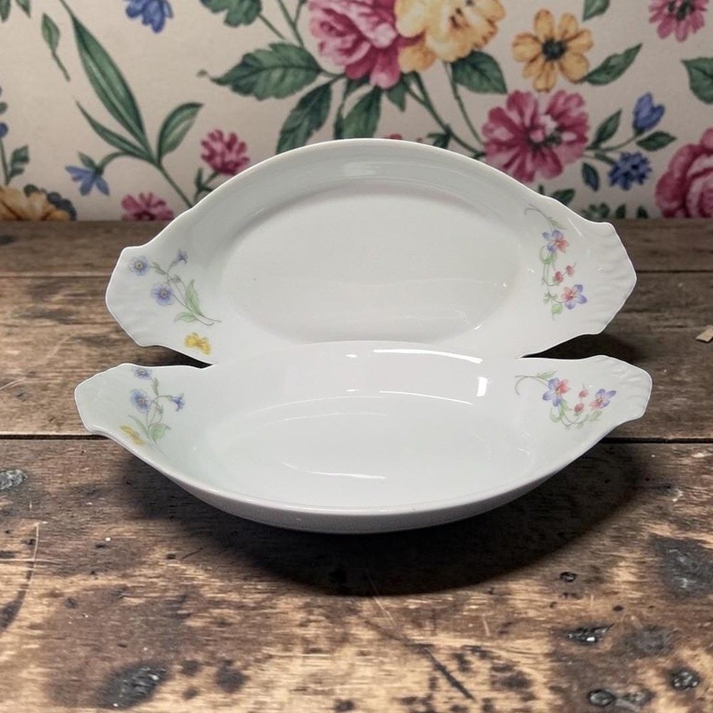 Cordon Bleu BIA Porcelain Gratin Dishes, Set of 2, Vintage Floral Design‎ Bowls